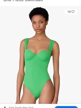 kate spade Green Shirred-Strap One-Piece Swimsuit NWT Medium